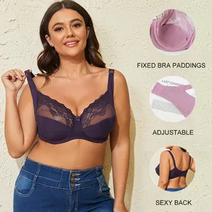 Wholesale Europe and USA Push-up Plus Size Sexy Bra 95 100 105 110 FG Cup Women's Bra Thin Paddings Underwire Bra