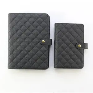 Carpeta de tapa dura con planificador acolchado de cuero original de Domikee personalizado con sobres de relleno de ahorro de efectivo cubierta de cuadernos en espiral