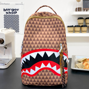 Shark Pattern Waterproof <b>Backpack</b> For Boys <b>Student</b> Outdoor Casual Sports Daily Use - Product Image 4