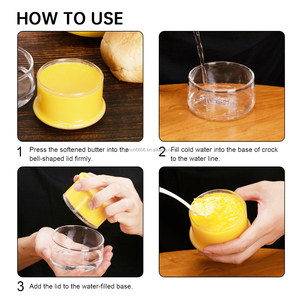 Pot à beurre <span class=keywords><strong>en</strong></span> <span class=keywords><strong>verre</strong></span> personnalisé, forme <span class=keywords><strong>cloche</strong></span>, avec couvercle - Product Image 4