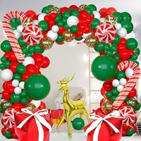 Weihnachtsparty-Dekorationsset Girlande Bogen-Kit Latex Rot Weiß Grün Zuckerstangen Geschenkbox Glühbirnen-Folienballon Neujahrs-Zubehör