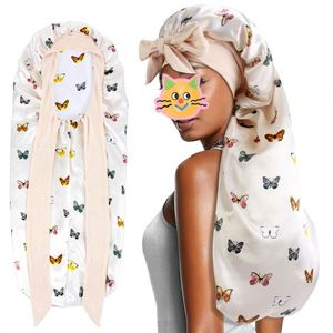 <b>Extra</b> <b>Large</b> Satin Sleep Bonnet for Women Kids Double Layer Silk Wrap Adjustable Tie Band Curly Long Natural Hair Night - Product Image 1