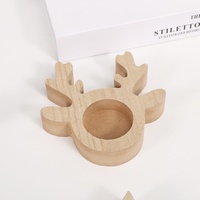 Holzsockel-Ornament im Ins-Stil, in China hergestellter Kerzenhalter, Stern- und Rentierformen, Weihnachtsbaumstumpf-Dekoration, einfache Tischdekoration