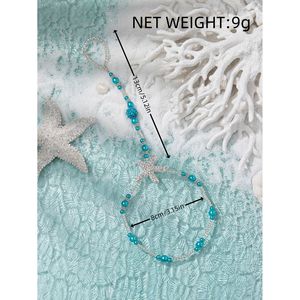 สร้อยข้อเท้ารูปดาวคริสตัลไรน์สโตนเลียนแบบมุกชุบเงินเครื่องประดับปาร์ตี้สตรีโบฮีเมีย - Product Image 6