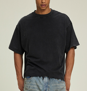 Camiseta de Hombre Oversize Vintage Lavada, de Algodón, Manga Corta, con Lavado Ácido, Unisex, Lisa, Estilo Urbano, Disponible en Stock - Product Image 3