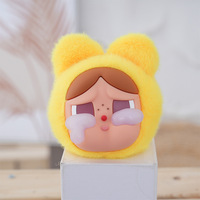 Porte-clés et pendentif en peluche en vinyle souple, design tête de bébé pleurant en forme d'ours, poupée tendance en forme 3D, article suspendable