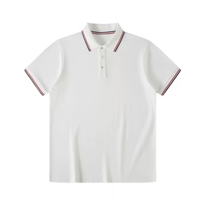 2025 hommes 100% coton été décontracté pour polos respirant texturé tricot coupe régulière extensible - Product Image 5
