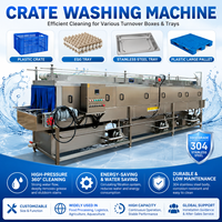 Laveuse automatique de caisses en plastique en acier inoxydable |   Machine de nettoyage de plateaux pour barquettes à œufs, conteneurs en plastique et boîtes à fruits de mer