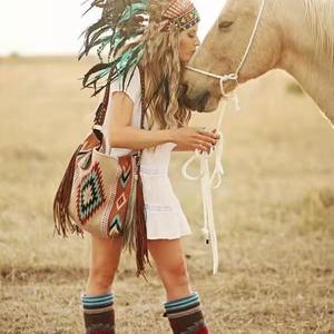 Europäisch-amerikanische Retro-Boho-Handgewebte Canvas-Tasche mit Quasten und Reißverschluss, Einzel-Schulterriemen, Cross-Border Damenhandtasche - Product Image 2