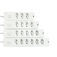 Multiprise 4 prises 3 broches 10A 250V blanche haute capacité pour la maison ou le bureau – Brésil