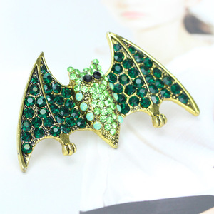 Fledermaus-Broschenschlüssel Neu-Angebot Festival Halloween Diamant Strassstein Schwarzlegierung Metall große Fledermaus-Brosche - Product Image 6