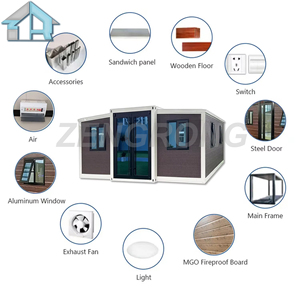 <span class=keywords><strong>Suite</strong></span> de bureaux modulaires extensibles à installation rapide, chambre à coucher, salle de bain, modules de bureau, design moderne, construction en panneaux sandwich en acier - Product Image 6