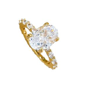 Su geçirmez kadınlar 925 ayar gümüş 7*10mm Oval kesim 5A zirkon yüzük nişan düğün söz yüzük takı - Product Image 6