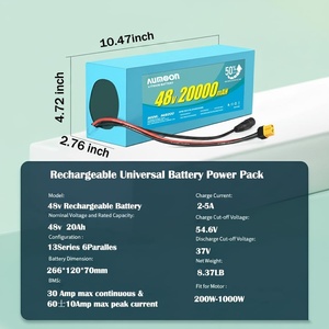 Pack de batteries au lithium 48V 68V 72V, pour équipement de vélo électrique et scooter de 200W à 2800W, durée de vie de plus de 2000 cycles, léger, avec adaptateur - Product Image 2