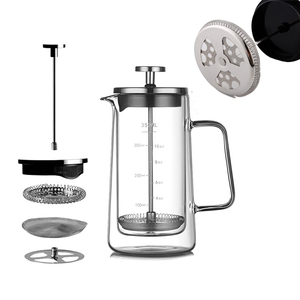 Cafetera Francesa de Vidrio Borosilicato y Acero Inoxidable, Hecha a Mano, Soplada a Bocca, Ecológica, con Doble Capa y Émbolo - Product Image 2