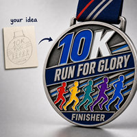 Médailles sportives personnalisées en alliage de zinc moulé sous pression avec logo personnalisé et ruban pour les courses de marathon, 5K et 10K