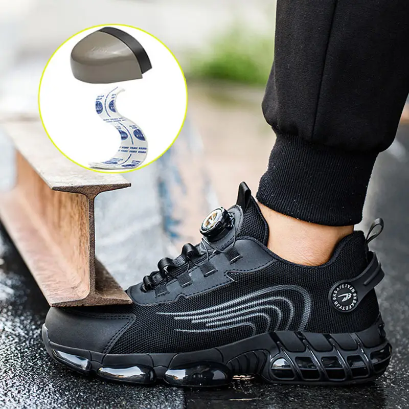CEATSAFETV Unisex Punção Prova respirável sapatos de segurança Aço Toe Rotary Buckle Button calçado Segurança do Trabalho