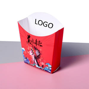 Caja de Papas Fritas Personalizada OEM, Biodegradable, Moderna, Reutilizable, Plegable, de Cartón Blanco con Laminado Mate - Product Image 1