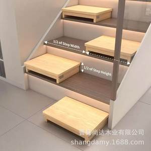 <b>Wooden</b> half-step step <b>stool</b> for home use, footstool for the elderly, with non-slip mat, footrest, height-increasing foot pedal, - Product Image 3