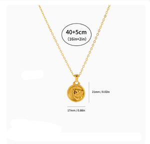 Collar <span class=keywords><strong>de</strong></span> Acero Inoxidable Leo <span class=keywords><strong>de</strong></span> Bajo Precio para Hombre y Mujer, Estilo Étnico, Collar para Parejas, Accesorios Transfronterizos - Product Image 1
