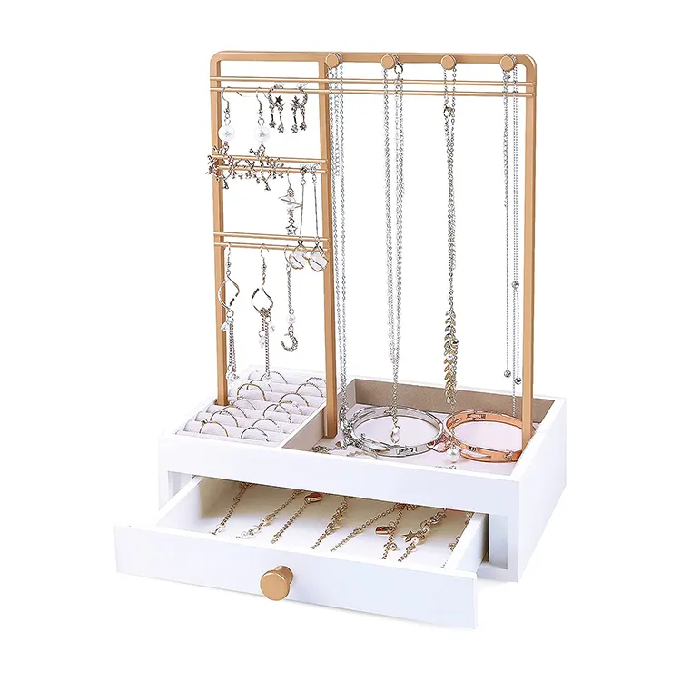 Tabletop Necklace Rings Bracelets Jewelry Holder Stand Display Organizer White Jewelry Display Stands