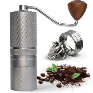 10 Stars Al-Alloy Body 420 Stainless Steel Burr Espresso <b>Mini</b> Small Hand Mill Portable Manual Coffee <b>Grinder</b> with Wood Knob - Product Image 1