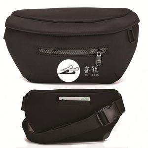 Neoprene Bum Bag Men's Black Neoprene Waist Bum Bag <b>Backpack</b> Bag - Product Image 4