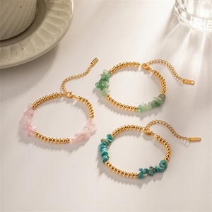 High Quality Gold Plated Beaded Chain <b>Bracelet</b> Crystals <b>Healing</b> Stones <b>Bracelet</b> - Product Image 1