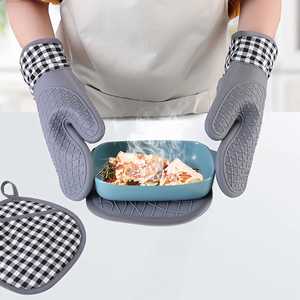 Multi-Color Thickened <b>Silicone</b> Oven Mitts Insulated Kitchen <b>Baking</b> Gloves for Microwave Oven Heat-Resistant - Product Image 4