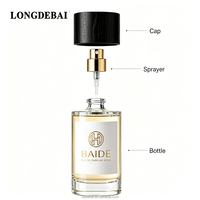 En stock, flacon de parfum en verre transparent élégant, 50 ml, 30 ml, 100 ml, flacon de parfum vide avec bouchon en bois