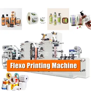 1-8 Colors Adhesive Sticker Flexo Label Printing Machine Paper Roll To Roll Die Cut Flexographic Printer for Labels