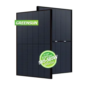 Diskon terbaik Cina modul Pv TOPCon tipe N 565w 585 Watt Panel surya rangka hitam penuh dua wajah 560 570 580w sertifikat CE TUV UL