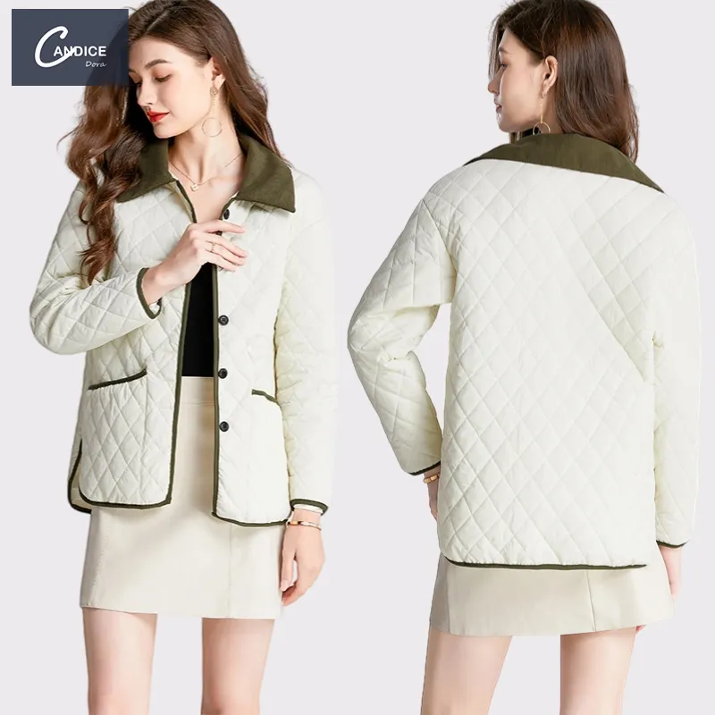 Candice 2023 nueva moda Otoño Invierno temperamento señoras acolchado bolsillo abrigos elegantes