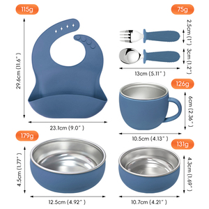 Eco Friendly BPA Free Stainless Steel Baby Bowl Set Includes Small Metal Bowls <b>Soup</b> Bowl and Spoon Bib - Product Image 2