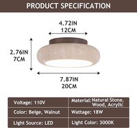 Lampe LED de style rétro américain Wabi-sabi, base en bois de travertin jaune, pour entrée, couloir, vestiaire, salon
