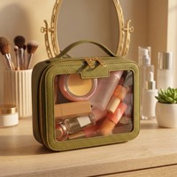 Sac de voyage de luxe en PVC transparent et cuir PU, grande capacité, avec poignée souple, fermeture éclair métallique, forme ovale, trousse de maquillage, style tendance
