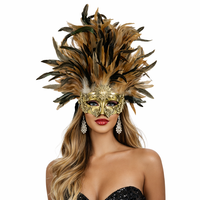 Demi-masque en plumes réglable pour cosplay, plumes légères (thème anime/fantasy), fête à thème vintage, élégant et mystérieux