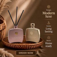 Coffret Cadeau Diffuseur de Luxe Sans BPA Écologique Fait Main Sans Alcool Huile Aromatique Longue Durée Parfum d'Ambiance Maison