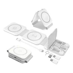 2024 New Technology 10 in 1 Magnetic Wireless Charger Portable Folding Desktop Phone Charger With Cable Case For huawei mate 60