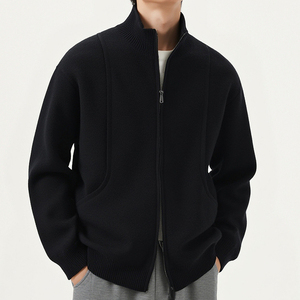 <span class=keywords><strong>Cardigan</strong></span> da Uomo con Colletto a Risvolto Segmentato, Stile <span class=keywords><strong>Cardigan</strong></span> con <span class=keywords><strong>Cerniera</strong></span> Strutturata - Product Image 2