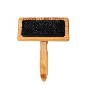 Brocha de madera de bambú con logotipo personalizado para mascotas, cepillo para acicalamiento de perros y gatos, venta al por mayor de fábrica - Product Image 5