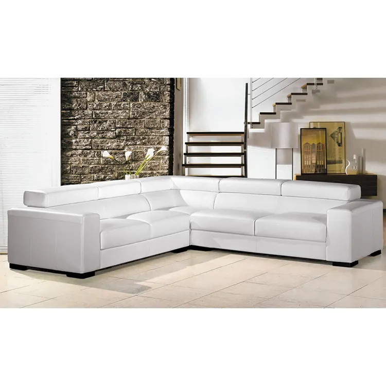 minimalist living room furniture sets modern luxury villa sofa white sectional l shape lounge corner sofa