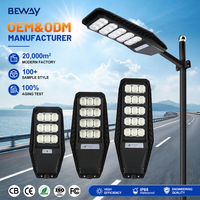 Lampe solaire de rue à capteur de lumière ABS, 100W, 200W, 300W, panneau solaire, télécommande intégrée, éclairage LED de rue