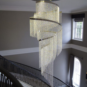 Lámpara de Araña de Cristal Moderna para Vestíbulo de Hotel, Villa, Decoración en Espiral, Lámpara Colgante Personalizada para Escalera Larga - Product Image 3