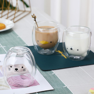 4 pezzi tazze da caffè carino, <span class=keywords><strong>orso</strong></span> anatra gatto <span class=keywords><strong>tazza</strong></span> da tè doppia parete <span class=keywords><strong>tazza</strong></span> di vetro latte <span class=keywords><strong>tazza</strong></span> per ufficio e compleanno personale - Product Image 5