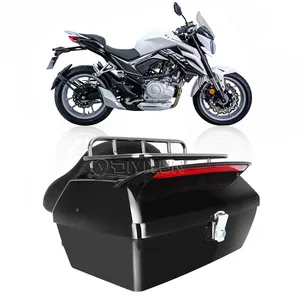 Capot de moto avec feu led et support porte-bagages, coussin de dossier, support pour harley, universel, dure, boîte supérieure, livraison directe