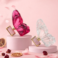 Flacon de parfum de luxe en verre vide pour femme, 80 ml, rouge rose, élégant, avec motif papillon, vente en gros, personnalisable, du fabricant Anding