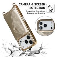 Étui portefeuille en cuir réglable avec anneau en D et porte-cartes bandoulière pour iPhone 17 18 Pro Max Duo personnalisé