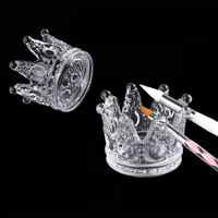 Brosse à ongles en verre, couronne, cristal, brosse, porte-stylo, liquide, tasse, plat, acrylique UV, peinture Gel, outil de manucure, Palette, accessoires