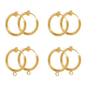 Clip on Hoop <b>Earrings</b> | 18K PVD Gold Plated Stainless Steel Non <b>Pierced</b> Ear Clip Hoops with Loop for DIY Charm Jewelry Making - Product Image 1